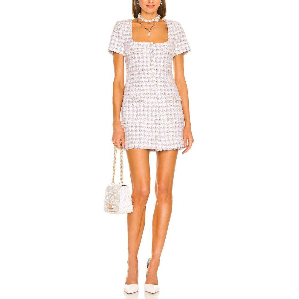 Assignment 'Amber' White Crystal Embellished Tweed Mini Dress Size XS
